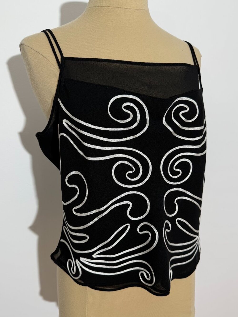 Joseph Ribkoff Vintage Black White Embroidered Camisole Top